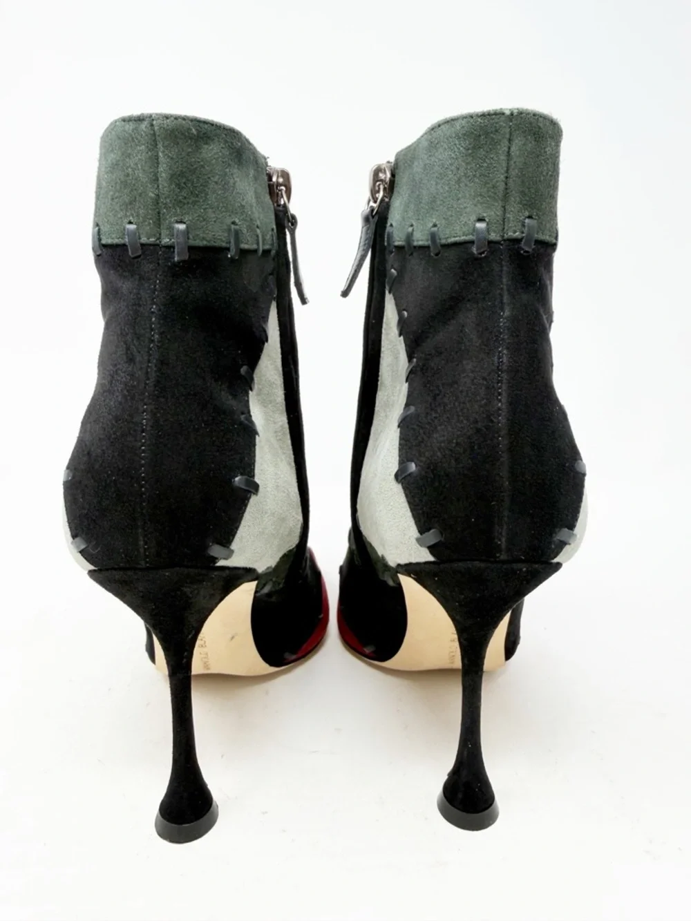 Manolo Blahnik Couturahi Patchwork Suede Zip Booties Womens Size EU 36.5 - Picture 4 of 10